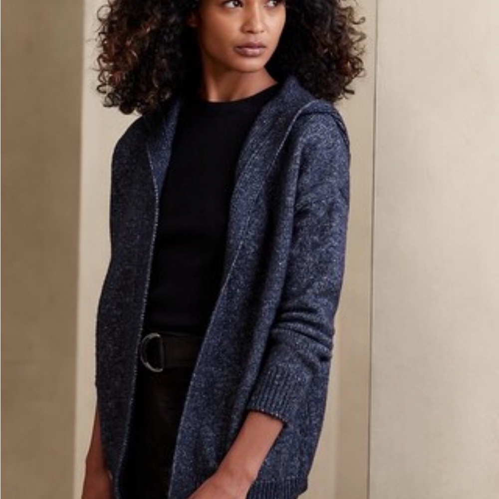 Banana Republic Factory Navy Hooded Open-Front Cardigan